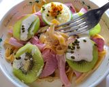 キーウイとブリ刺し身のパスタ作り方3写真