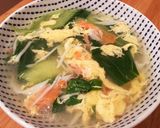 ふんわり卵のカニカマ 青梗菜の簡単スープ作り方4写真