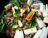 小松菜と長芋、牛肉のオイスターソース炒め作り方6写真