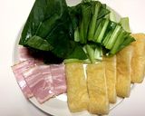 低糖質☆小松菜とベーコンの煮びたし作り方1写真