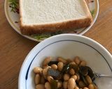 甘じょっぱウマ〜☆昆布豆チーズトースト作り方1写真