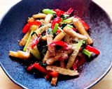 平天・パプリカ小松菜の甘辛炒めチーズ掛け作り方5写真