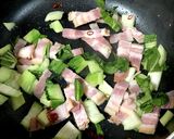 青梗菜とベーコンのペペロンチーノ♪作り方1写真