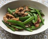 絹さやと豚肉のオイスター炒め♪作り方5写真