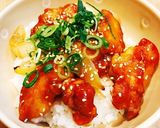 鶏むね肉の甘酢炒め丼作り方5写真