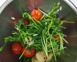 豆苗とツナと海老とトマトの冷製パスタ作り方4写真