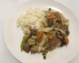 スペイン国内食材使用☆肉野菜炒め定食作り方24写真