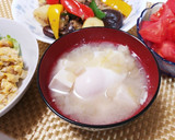 茎みょうが(みょうがたけ)の卵お味噌汁作り方4写真