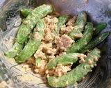 簡単♪スナップエンドウの自家製肉味噌和え作り方3写真