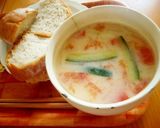 きゅうりとトマトの豆乳仕立てのお味噌汁作り方5写真