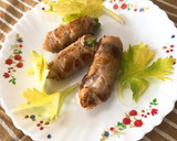 ししとう、椎茸、ウインナーの豚肉巻き作り方6写真