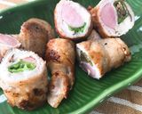 ししとう、椎茸、ウインナーの豚肉巻き作り方7写真