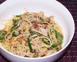 しめじとピーマンの鰹醤油味カルボナーラ風作り方10写真