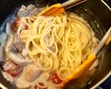 塩鮭と余り物野菜のクリームパスタ作り方5写真