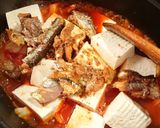 Staubでトマト缶とさんま缶と豆腐煮作り方8写真
