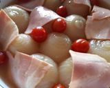 新玉ねぎにベーコンミニトマトの冷温スープ作り方4写真