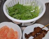 グレープフルーツと焼鳥レバーの水菜サラダ作り方1写真