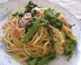菜の花咲く♪ソイミソパスタ作り方6写真