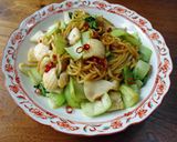 いかと青梗菜の焼きそば作り方4写真