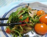 豆苗、トマトと豚肉の柚子トマトソース和え作り方18写真