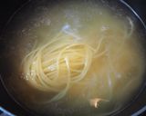 あさりの水煮缶と水菜のスープパスタ作り方4写真