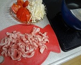 豚肉とトマトとえのき　だしパスタ作り方1写真