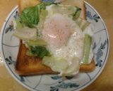 簡単朝食チンゲンサイの巣ごもり卵トースト作り方8写真