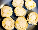 玉ねぎ入り^ ^鶏ひき肉の蓮根はさみ焼き作り方6写真