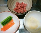 犬ご飯　野菜のミンチ巻き作り方1写真