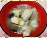 焼き茄子と油揚げ野菜の味噌汁♪彩り香り♪作り方6写真