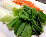 簡単☆ふわふわ卵の青梗菜スープ作り方1写真