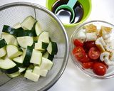 簡単！ズッキーニと竹輪のトマトパスタ作り方1写真