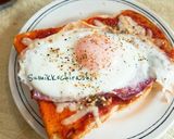 朝から満腹☆目玉焼きピザ！作り方4写真