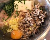 大葉と椎茸入り鶏つくね ナスとオクラ添え作り方1写真