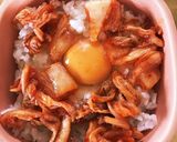 【休日の簡単朝食】とろたまキムチーズ丼♪作り方4写真