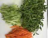 作り置き 豆苗と人参のナムル作り方1写真