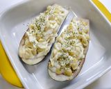 簡単！茄子ボート☆味噌バタコーンチーズ作り方3写真