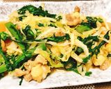 鶏ひざ軟骨と春菊の和風炒め作り方4写真