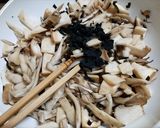 市販キノコ、野菜の油炒め・つる豆、紫蘇作り方2写真
