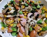 市販キノコ、野菜の油炒め・つる豆、紫蘇作り方5写真