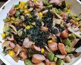 市販キノコ、野菜の油炒め・つる豆、紫蘇作り方7写真