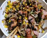 市販キノコ、野菜の油炒め・つる豆、紫蘇作り方8写真