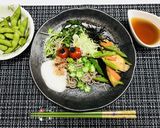 簡単冷やしぶっかけ蕎麦・茄子いんげん入り作り方6写真