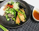簡単冷やしぶっかけ蕎麦・茄子いんげん入り作り方7写真