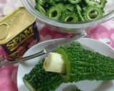 スパムと豆腐のゴーヤ詰め*揚げ焼き作り方1写真