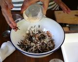 ひじきと桜エビのきざみ浜納豆入りかき揚げ作り方2写真