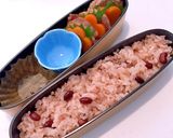 お赤飯弁当　簡単　大人可愛い　デコ弁当作り方2写真