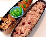 お赤飯弁当　簡単　大人可愛い　デコ弁当作り方3写真