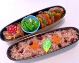 お赤飯弁当　簡単　大人可愛い　デコ弁当作り方4写真