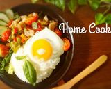 鶏豚肉で夏野菜の和風ガパオライス作り方10写真